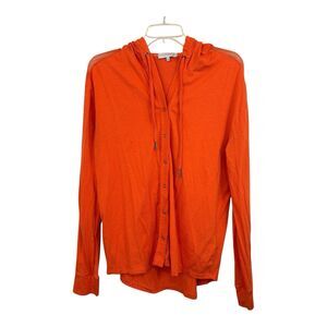 Anatomie Hooded Long Sleeve Top Womens Sz Small Orange Cotton Snaps Made In Peru